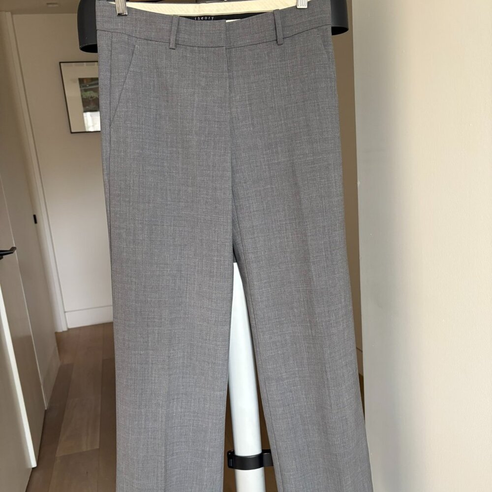 Theory Gray Wool Straight Leg Pants | Size 2 | Tailored Workwear
